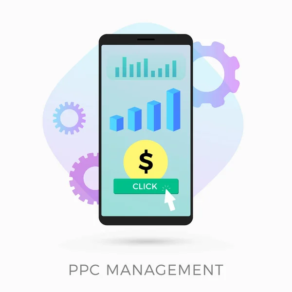 Ppc Management Digital Media Campaign Flat Vector Icon Pay Click — Stock Vector