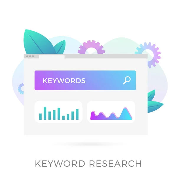 Keyword Research Seo Page Optimization Vector Flat Icon Research Analysis — 스톡 벡터