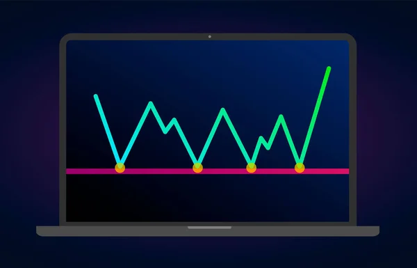 Dukungan Level Line Flat Icon Chart Figure Analisis Teknis Vektor - Stok Vektor