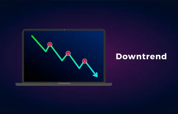 Downtrend Trend Definition Flat Icon Laptop Text Bearish Chart Pattern — ストックベクタ