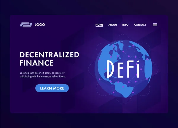 Defi, decentralized alized finance - open-source community of projects on blockchain, which develops solutions in decentralized financial system. 平面向量Ui登陆，web模板 — 图库矢量图片