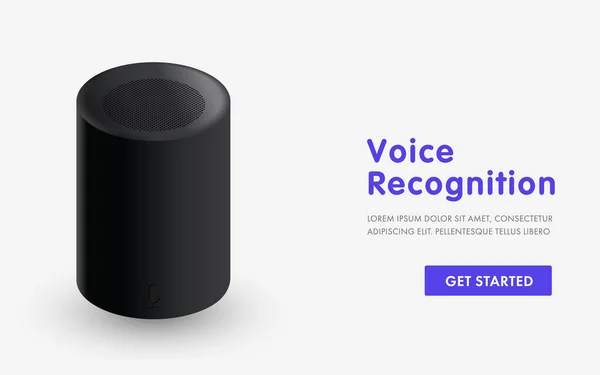 Voice recognition, home advisor and online assistant. Design for landing page, website template, slider and banners. AI device for smart home, internet of things concept. — 스톡 벡터