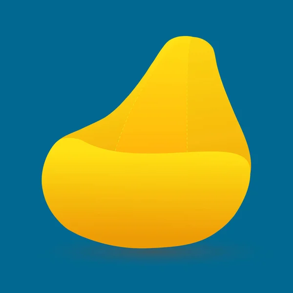 Icône vectorielle de chaise moelleuse moderne jaune Beanbag isolé sur fond blanc. Sac haricot confortable et flexible siège maison meubles gonflables pour le salon et se détendre — Image vectorielle