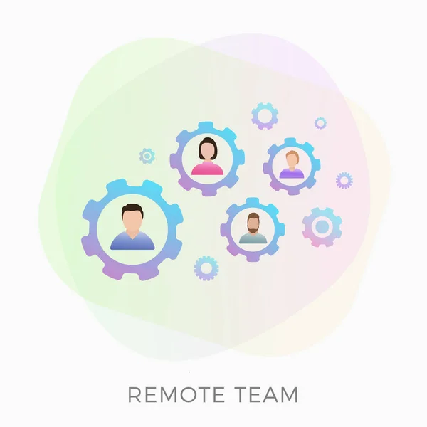 Απομακρυσμένη ομάδα διάνυσμα επίπεδη έννοια εικονίδιο. Distance Teamwork Business, συνεργασία νομάδων και απομακρυσμένης δομής project management. Απομονωμένη εικόνα διανύσματος — Διανυσματικό Αρχείο