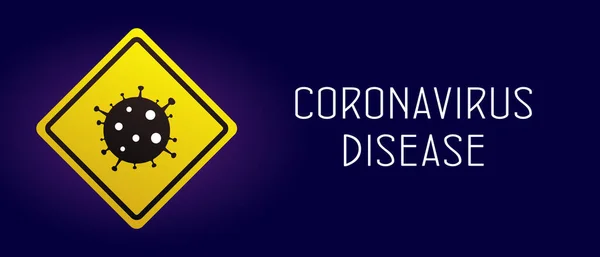 Coronavirus Covid-19 Hastalık konsepti. Tehlikeli virüsler tehlikeli hücreleri olan salgın bir tıbbi konsept olarak işaretlenir. Başlık ve dipnot izometrik vektör pankart şablonu. — Stok Vektör