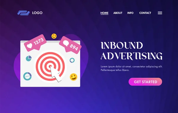 Inbound advertising UI UX vector web template για κεφαλίδα, banner, slider, landing page. - Διασταύρωση Προγραμματικής Διαφήμισης. Στοχοθετημένη και ψηφιακή βιομηχανία μάρκετινγκ έννοια διαφημίσεων αποτέλεσμα — Διανυσματικό Αρχείο