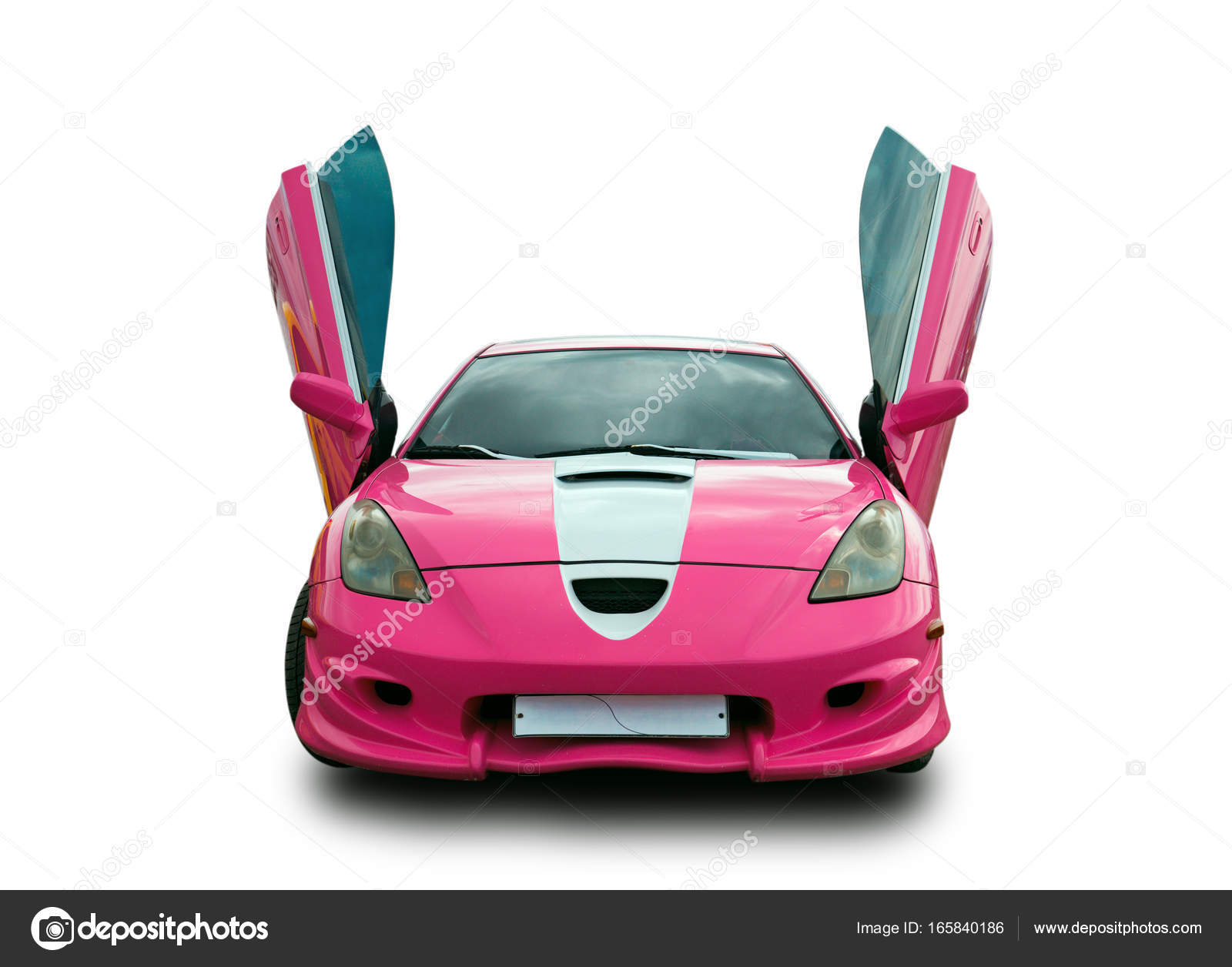 Japanese Tuning Sports Car With Lambo Doors White Background