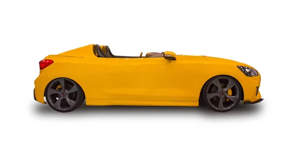 Nouvelle Voiture Sport Jaune Isolée Sur Fond Blanc — Photo