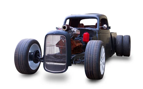 Old Custom American Hot Rod Izolované Bílém Pozadí — Stock fotografie