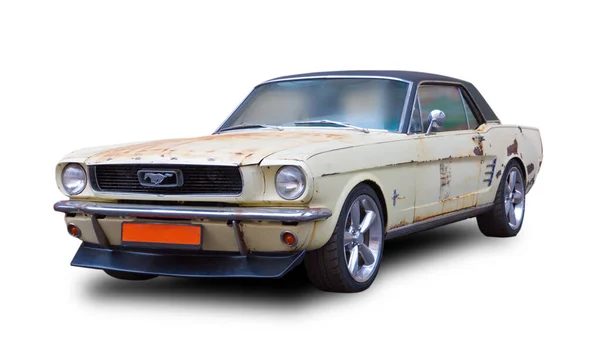 Amerikanische Alte Auto Mustang Isoliert Auf Weißem Hintergrund — Stockfoto