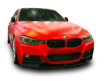 Beyaz arka planda izole edilmiş pahalı bir Alman BMW arabası..