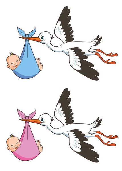 Cigogne apporte bébé — Image vectorielle