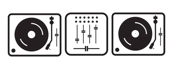 Simple flat dj turntables illustration — Stock Vector