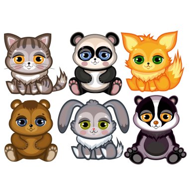 Sevimli hayvan vektör Illustration. Ayı, fox, pand seti