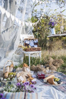 Doğada romantik piknik.