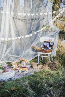 Doğada romantik piknik.