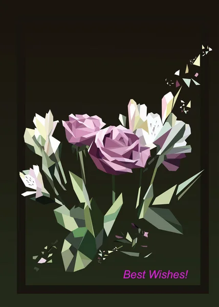 Ilustração de rosas. Cartão de saudação —  Vetores de Stock