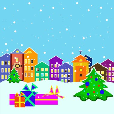 Noel hediyeleri ve ağaçlar beldesi