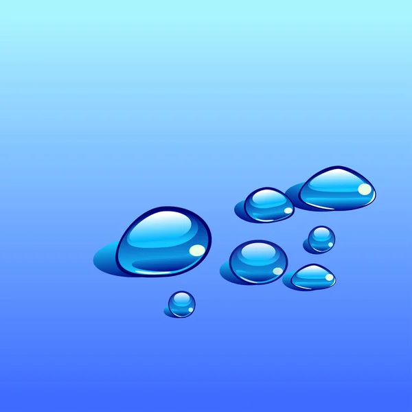 Water vector drops isolated on the blue background — Stock Vector