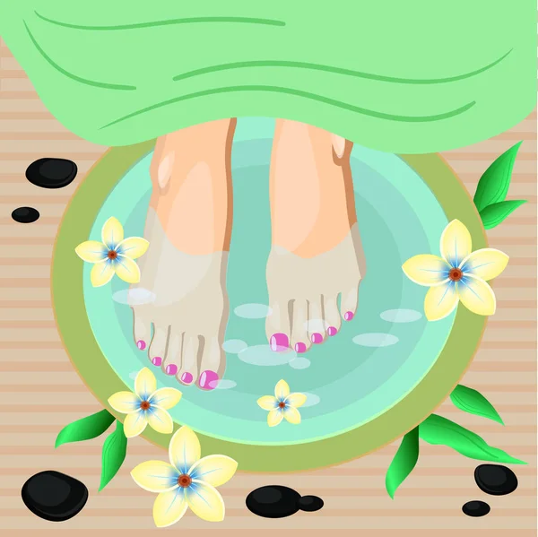 Ilustración vectorial de pies de mujer pedicura en estilo plano — Vector de stock