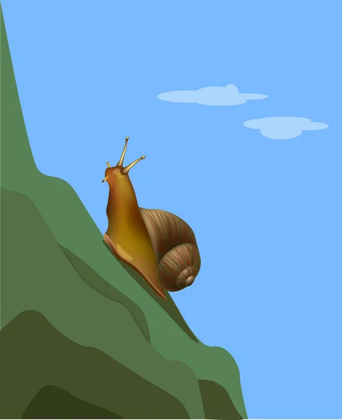 Alcanzar una meta caracol en la montaña — Vector de stock