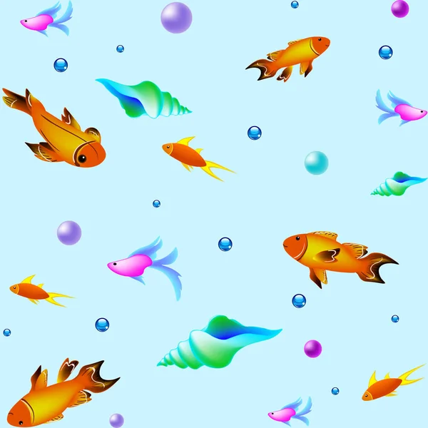 Υποβρύχια διάνυσμα μοτίβο με ψάρια. Θάλασσα υφή — Διανυσματικό Αρχείο