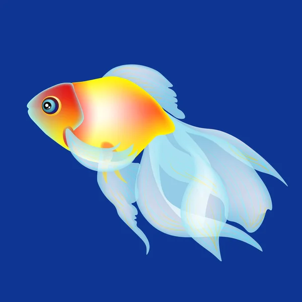 Vector de peces dorados en el beckgound azul oscuro, elemento para trabajos de diseño — Vector de stock