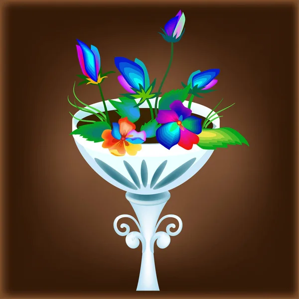 Illustration vectorielle avec parterre de fleurs pour travaux de conception — Image vectorielle
