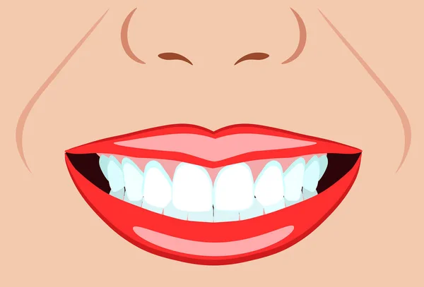 A lány és a mosoly az ideális fogak, a fogorvosi, fogászati illusztrációk vektor arc — Stock Vector