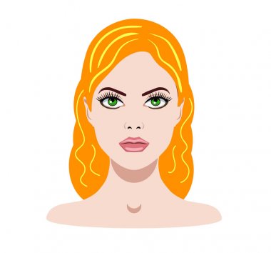 Spa salonları ve kozmetik kırmızı saçlı kız yüzü olan vektör çizim