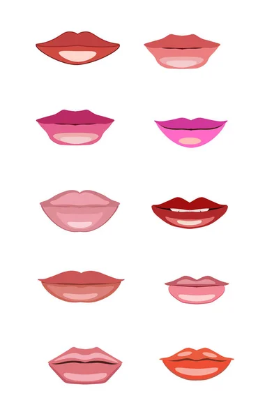 Conjunto vectorial de labios de diferente forma — Vector de stock