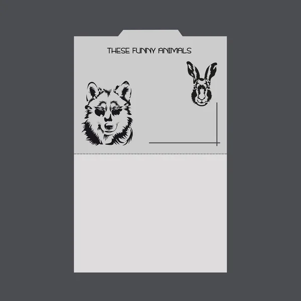 Dossier représentant un loup et un lièvre. Illustration vectorielle — Image vectorielle