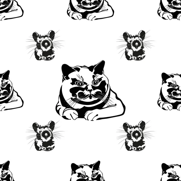 Sorunsuz vektör desen. Çizim fareler ve kediler.