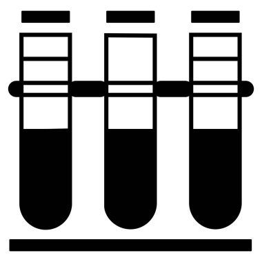 Vektör çizimi. Doğrusal simge. Beyaz arka planda üç tıbbi test tüpü izole edildi..
