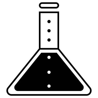 Vektör illüstrasyon Doğrusal simgesi. Tıbbi analiz için beyaz bir arkaplan şişesi..