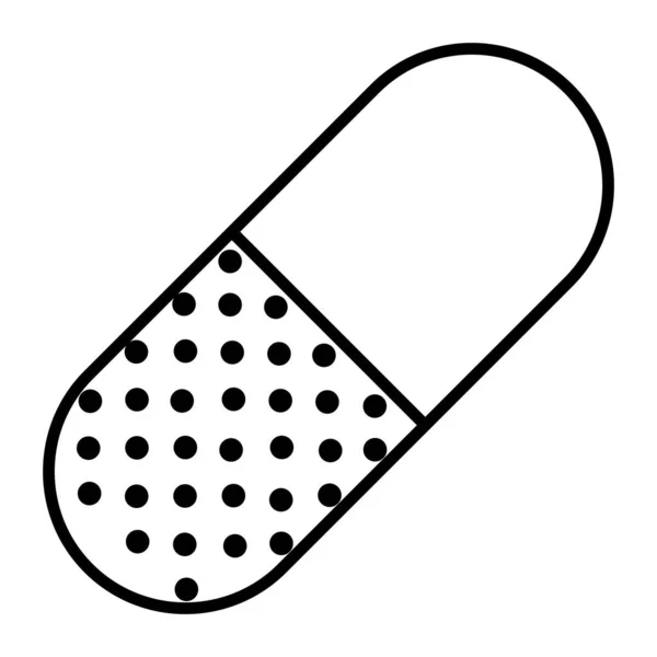 Vector illustratie Medische pil lineaire pictogram op witte achtergrond. Zwart-wit omlijnde tablet. — Stockvector