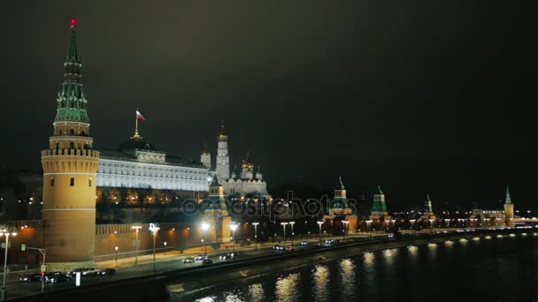 Moskova kremlin gece — Stok video