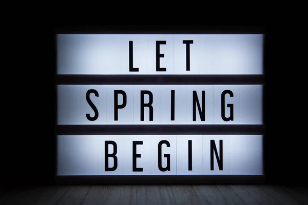 \'Let spring begin\' text in lightbox