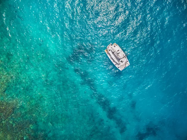 Vista aérea del arbolado en catamarán en el océano —  Fotos de Stock