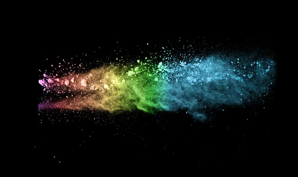 Esplosione di polvere colorata su sfondo nero — Foto Stock