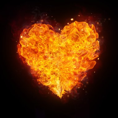 Soyut siyah yangın kalp şeklinde