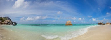 Beautiful Seychelles beach at La Digue clipart