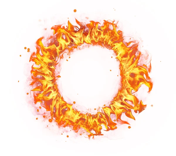 Círculo de fogo isolado no fundo branco — Fotografia de Stock