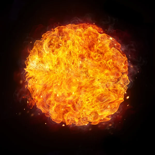 Fire ball isolated on black background — Stock Photo, Image