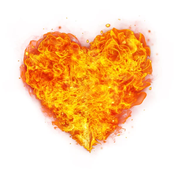 Abstract shape of fire heart on white — Stock fotografie