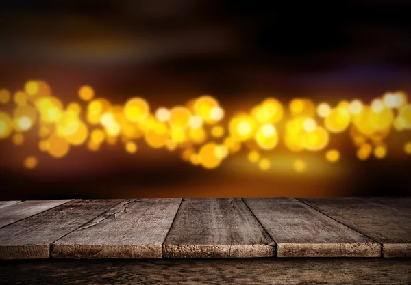 Niewyraźne złotym streszczenie oświetlenie punktowe z drewna — Zdjęcie stockowe