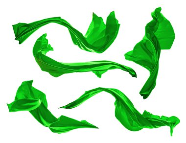 Pürüzsüz zarif yeşil saten beyaz arka plan üzerinde izole