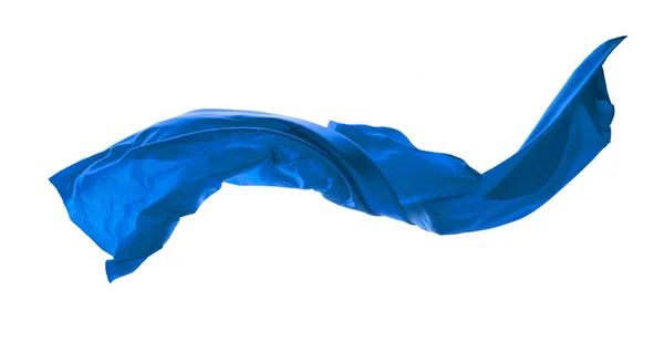 Liscio elegante raso blu isolato su sfondo bianco — Foto Stock