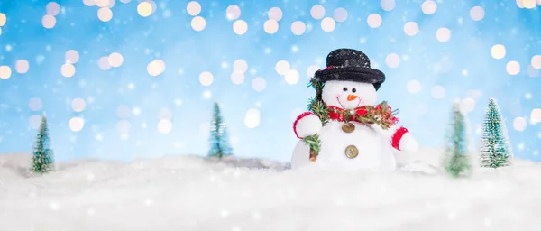 Fond de Noël avec bonhomme de neige — Photo