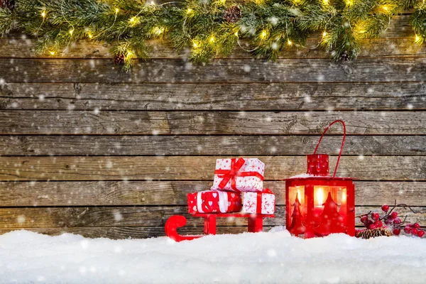 Sfondo di Natale con mucchio di regali — Foto Stock